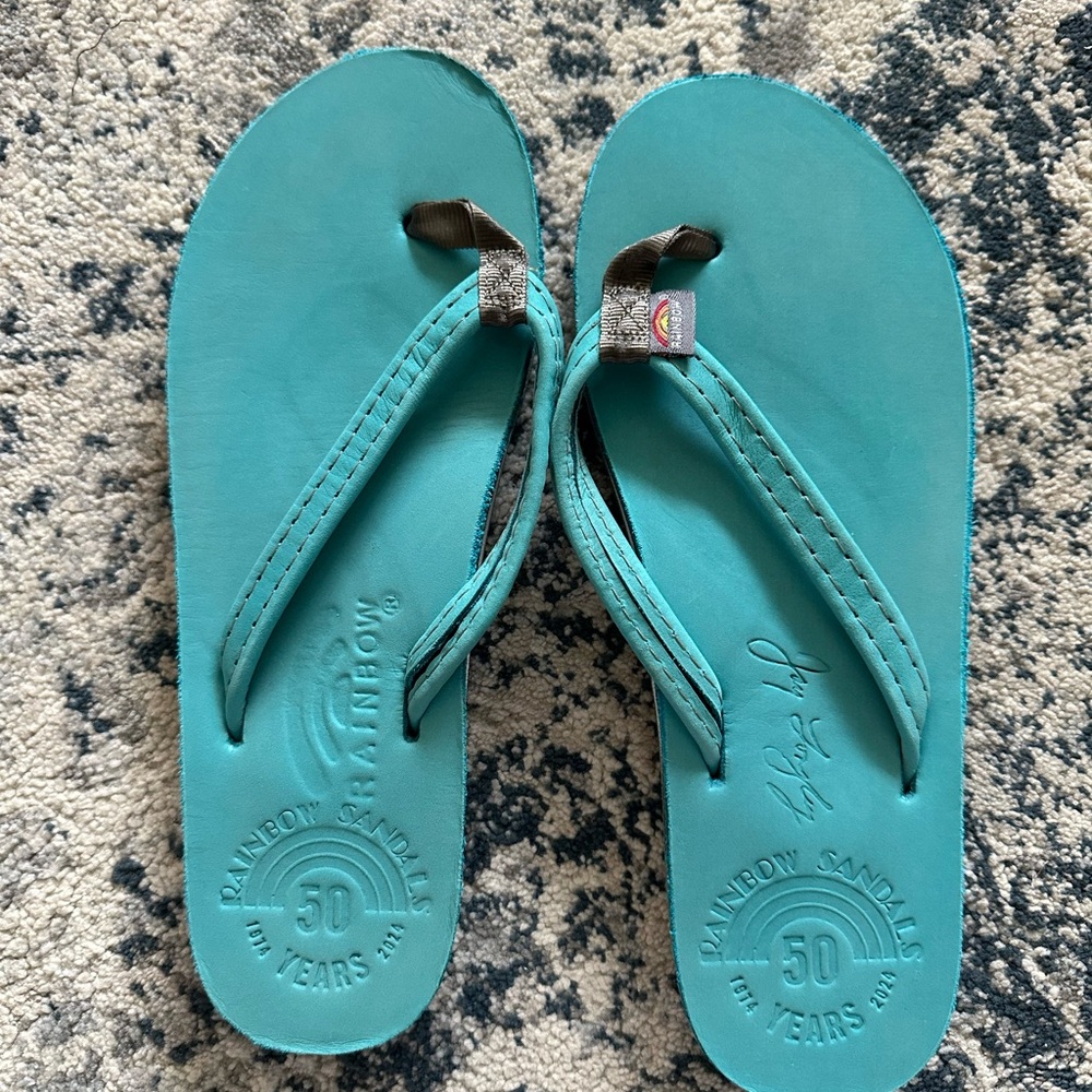 Rainbow Flip Flops - Teal 50th anniversary